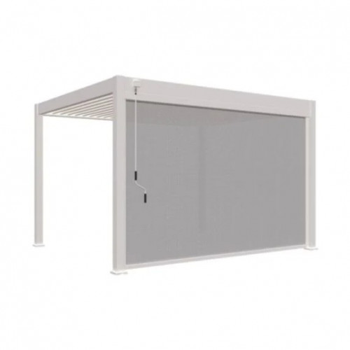 Pergola bioclimatique adossée 3 x 4 m avec store anthracite 4 m - aluminium blanc - toiture étanche - Ombréa