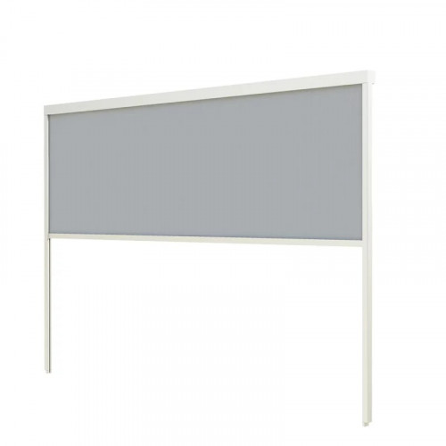 Pergola bioclimatique adossée 6 x 3 m avec 2 stores blancs - aluminium anthracite et lames blanches - toiture étanche - Ombréa