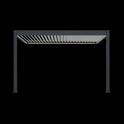 Pergola bioclimatique motorisée adossée 3 x 4 m - aluminium anthracite et lames blanches - toiture étanche - Ombréa
