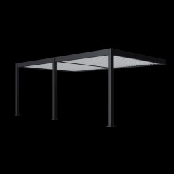 Pergola bioclimatique motorisée adossée 8 x 4 m - aluminium anthracite et blanc - double motorisation - Ombréa