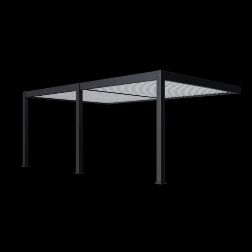 Pergola bioclimatique motorisée adossée 8 x 4 m - aluminium anthracite et blanc - double motorisation - Ombréa