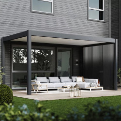 Carport simple 3 x 5 m anthracite - toit étanche en acier galvanisé - Ombréa