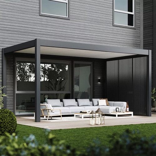 Carport simple 3 x 5 m anthracite - toit étanche en acier galvanisé - Ombréa