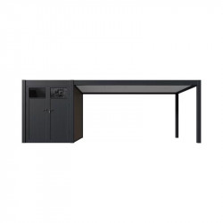 Carport simple 3 x 7 m anthracite - avec annexe de stockage - Ombréa