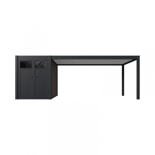 Carport simple 3 x 7 m anthracite - avec annexe de stockage - Ombréa