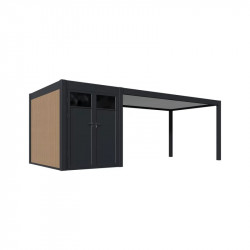 Carport simple 3 x 7 m anthracite - avec annexe de stockage - Ombréa