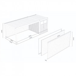 Panneau brise-vue composite 5 m - lames verticales effet teck - Ombréa