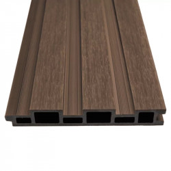 Panneau brise-vue composite 3 m - lames verticales effet teck - Ombréa