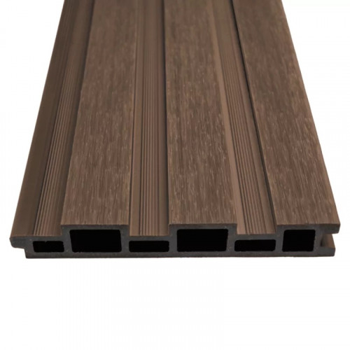Panneau brise-vue composite 3 m - lames verticales effet teck - Ombréa