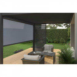 Pergola adossée 4 x 3 m avec store anthracite de 4 m - aluminium anthracite - toiture bioclimatique étanche - Ombréa