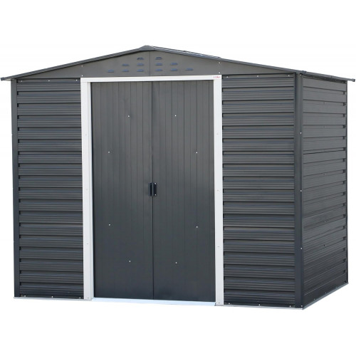 Abri de jardin métal 8 x 6 avec base incluse - acier galvanisé anthracite - surface 4,79 m² - Duramax