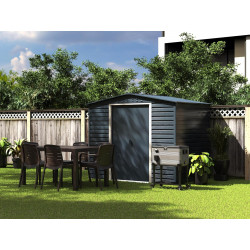 Abri de jardin métal 8 x 6 avec base incluse - acier galvanisé anthracite - surface 4,79 m² - Duramax