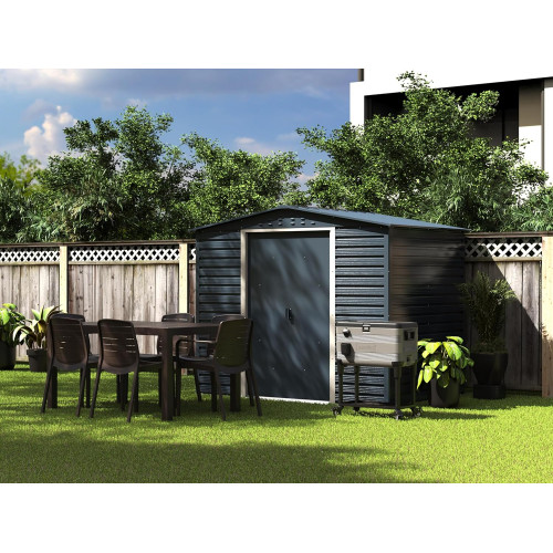 Abri de jardin métal 8 x 6 avec base incluse - acier galvanisé anthracite - surface 4,79 m² - Duramax