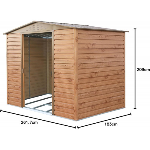Abri de jardin métal 8 x 3 imitation bois avec base incluse - acier galvanisé effet bois - surface 4,8 m² - Duramax
