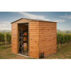 Abri de jardin métal 8 x 3 imitation bois avec base incluse - acier galvanisé effet bois - surface 4,8 m² - Duramax