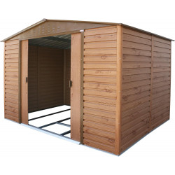 Abri de jardin métal 10 x 8 imitation bois avec base incluse - acier galvanisé - surface 7,8 m² - Duramax