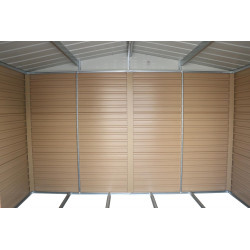 Abri de jardin métal 10 x 8 imitation bois avec base incluse - acier galvanisé - surface 7,8 m² - Duramax