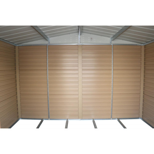 Abri de jardin métal 10 x 8 imitation bois avec base incluse - acier galvanisé - surface 7,8 m² - Duramax