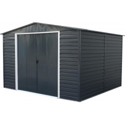 Abri de jardin métal anthracite 10 x 10 - acier galvanisé renforcé - Duramax