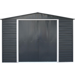 Abri de jardin métal anthracite 10 x 10 - acier galvanisé renforcé - Duramax
