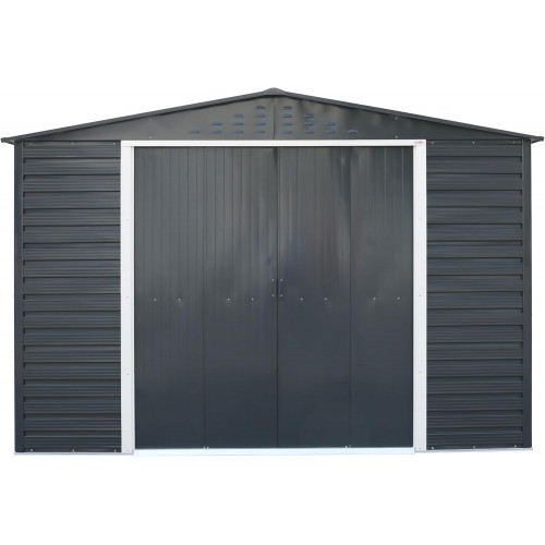 Abri de jardin métal anthracite 10 x 10 - acier galvanisé renforcé - Duramax