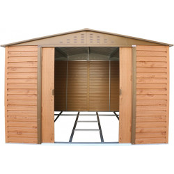 Abri de jardin métal effet bois 10 x 10 - acier galvanisé renforcé - Duramax