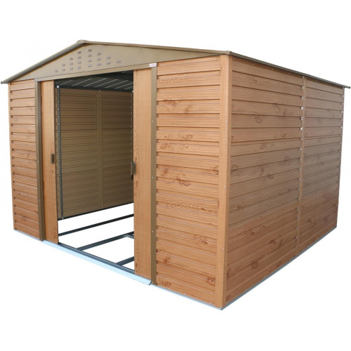 Abri de jardin métal effet bois 10 x 10 - acier galvanisé renforcé - Duramax