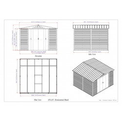Abri de jardin métal effet bois 10 x 10 - acier galvanisé renforcé - Duramax