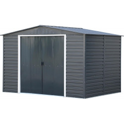 Abri de jardin métal 10 x 8 avec base incluse - acier galvanisé anthracite - surface 7,82 m² - Duramax