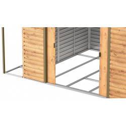 Abri de jardin métal effet bois 10,87 m² - avec auvent de stockage - Duramax