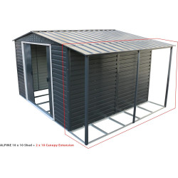 Extension auvent pour abri de jardin Alpine 2 x 10 - acier galvanisé anthracite - Duramax