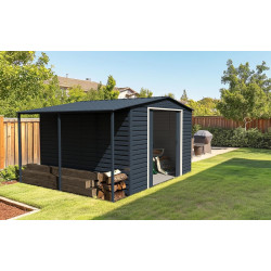 Extension auvent pour abri de jardin Alpine 2 x 10 - acier galvanisé anthracite - Duramax