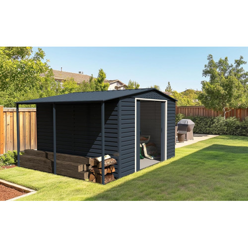 Extension auvent pour abri de jardin Alpine 2 x 10 - acier galvanisé anthracite - Duramax