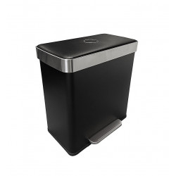 Poubelle de tri sélectif 60 L avec 2 bacs - pédale et fermeture soft-close - noir mat - HAILO