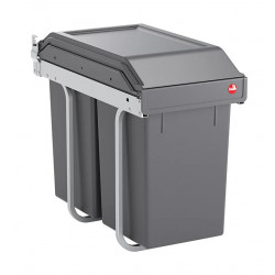Poubelle de tri encastrable 30 L sous évier - 2 bacs 15 L - gris anthracite - HAILO