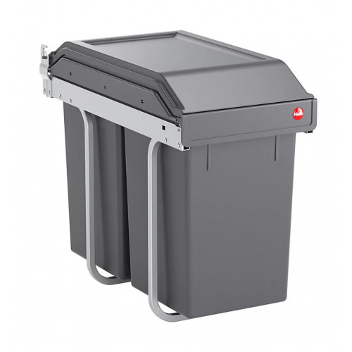 Poubelle de tri encastrable 30 L sous évier - 2 bacs 15 L - gris anthracite - HAILO
