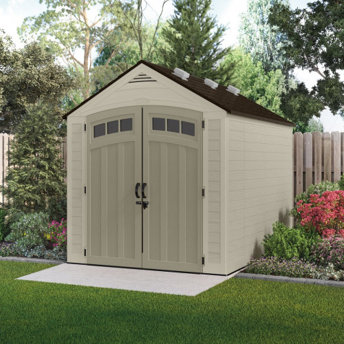 Abri de jardin résine 6,90 m² taupe et gris - plancher renforcé inclus - Suncast