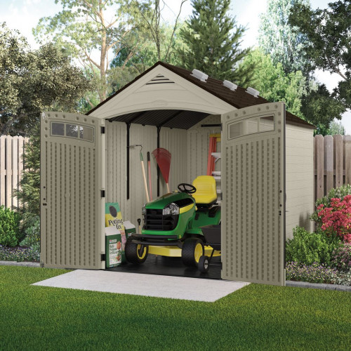 Abri de jardin résine 6,90 m² taupe et gris - plancher renforcé inclus - Suncast
