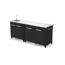Cuisine extérieure modulable avec évier 90 cm - module 120 cm - plan de travail inox de marque Cozze, référence: J9727500