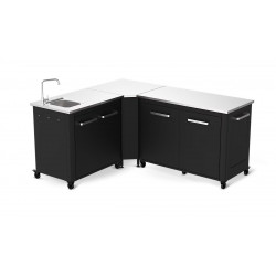 Cuisine extérieure modulable avec évier 90 cm et angle - module 120 cm - plan de travail inox de marque Cozze, référence: J9727700