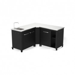 Cuisine extérieure modulable avec évier 90 cm et angle - module 90 cm - plan inox de marque Cozze, référence: J9727900