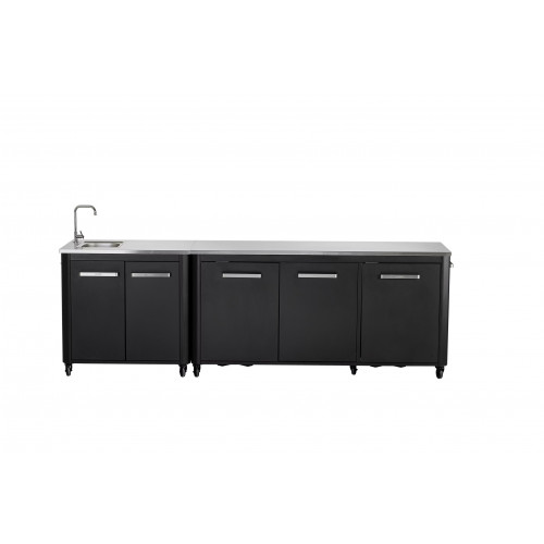 Cuisine extérieure modulable avec module 180 cm et évier 90 cm - plan inox - Cozze
