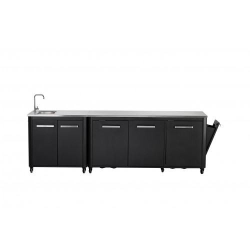 Cuisine extérieure modulable avec module 180 cm et évier 90 cm - plan inox - Cozze