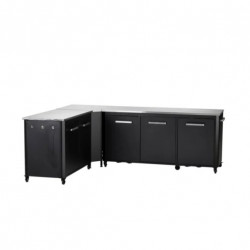 Cuisine extérieure modulable avec angle - modules 180 cm et 120 cm - plan inox de marque Cozze, référence: J9728100