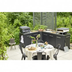 Cuisine extérieure modulable avec angle - modules 180 cm et 120 cm - plan inox - Cozze