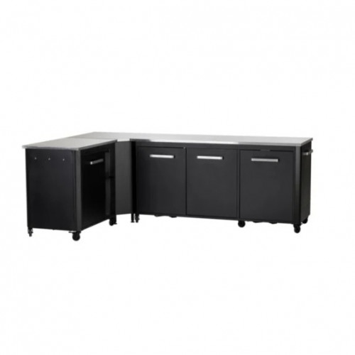 Cuisine extérieure modulable avec angle - modules 180 cm et 90 cm - plan inox - Cozze