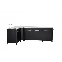 Cuisine extérieure modulable avec module 180 cm, évier 90 cm et angle - plan inox - Cozze