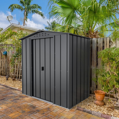Abri de jardin métal imitation bois 2,48 m² avec kit d’ancrage - anthracite - grande hauteur - Duramax