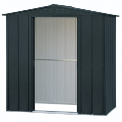 Abri de jardin métal imitation bois 2,48 m² avec kit d’ancrage - anthracite - grande hauteur - Duramax