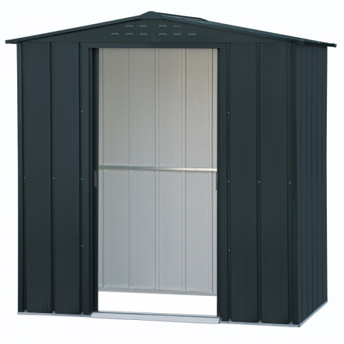 Abri de jardin métal imitation bois 2,48 m² avec kit d’ancrage - anthracite - grande hauteur - Duramax